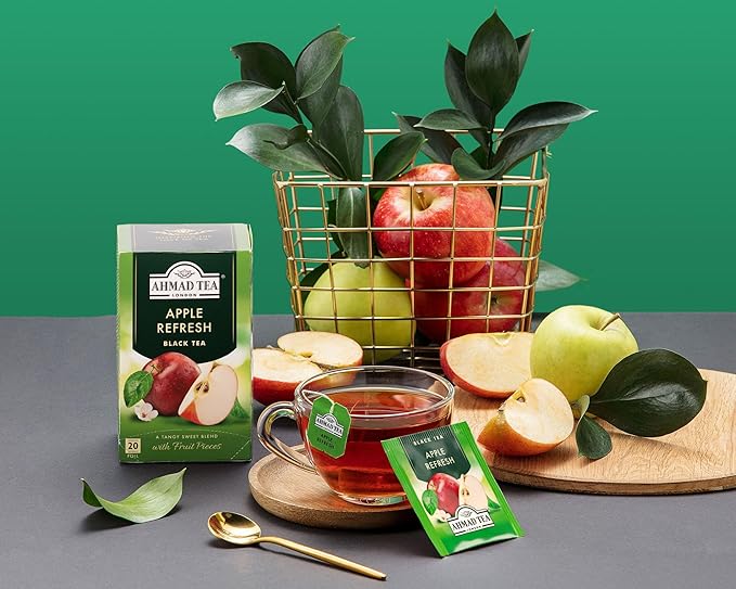 Ahmad Tea Apple Refresh Black Tea, 20-Count Tea Bags (Pack of 6)