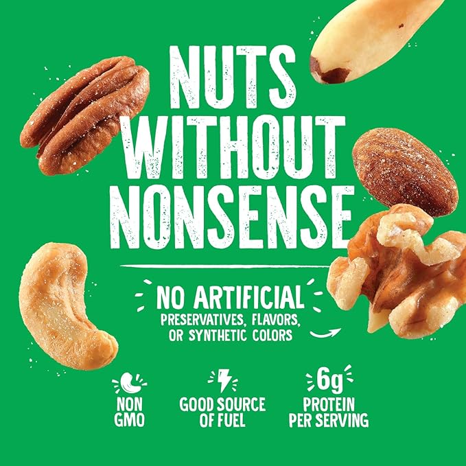 Emerald Salted Deluxe Mixed Nuts (1-Pack) | 36oz Resealable Bulk Bag | Features Cashews, Almonds, Walnuts, Brazil Nuts, Pecans | Plant-Based Protein | No Artificial Flavors, Preservatives, or Synthetic Colors