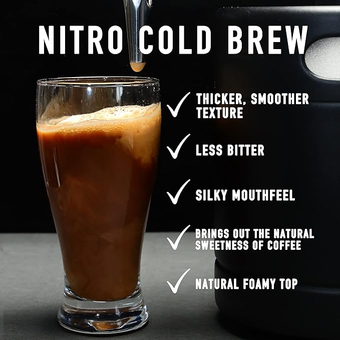 TMCRAFT 64oz Nitro Cold Brew Coffee Maker, Home Brew Coffee Keg with Stainless Steel Stout Creamer Faucet & Pressure Relieving Valve