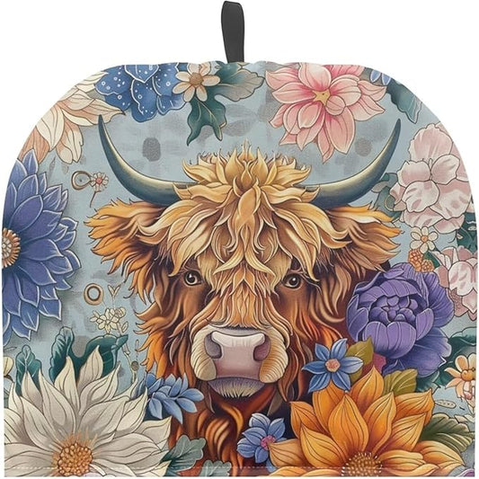 Highland Cow Tea Cozy for Teapot - Insulated Showy Flower Pot Cover, Bohemia Cattle Wildlife Kettle Kitchen Dust Cover