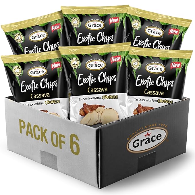 Grace Exotic Plantain Chips 2.5 oz - 6 Pack - Traditional Root Vegetable Crisps Crunchy Cassava Chips from the Andean Highlands - Kettle Cooked Gluten Free - Vegan Snack - Low Sodium - No Sugar Added