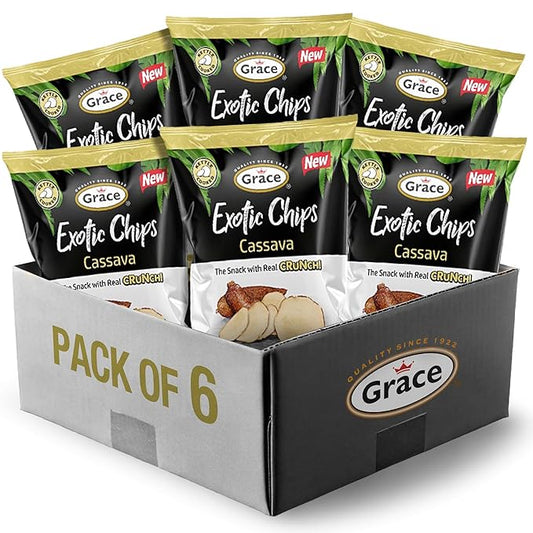 Grace Exotic Plantain Chips 2.5 oz - 6 Pack - Traditional Root Vegetable Crisps Crunchy Cassava Chips from the Andean Highlands - Kettle Cooked Gluten Free - Vegan Snack - Low Sodium - No Sugar Added