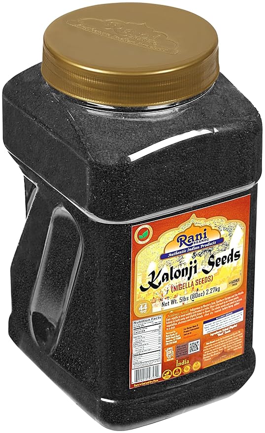 Rani Kalonji (Black Seed, Nigella Sativa, Black Cumin) Seeds 80oz (5lbs) 2.27kg Bulk PET Jar ~ All Natural | Gluten Friendly | NON-GMO | Kosher | Vegan | Indian Origin