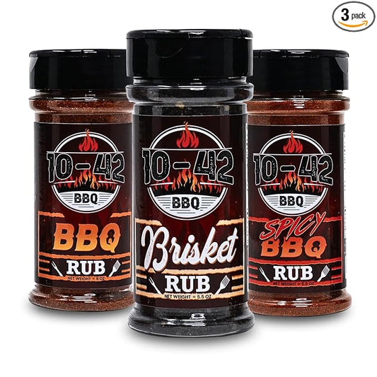 10-42 BBQ Variety Pack Barbecue Dry Rub Seasoning Set - Southern BBQ Taste 3 Pack - for Ribs, Chicken, Brisket, Chicken Wings, Pork and More - Made in USA