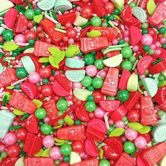 Sentovac Summer Watermelon Sprinkle Edible Cake Decorating Watermelon Peals Mix Sprinkle for Cake Cupcake Topper Cookie Baking Decorations Party Birthday Supplies