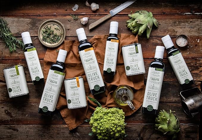 Olive Truck California Extra Virgin Olive Oil - Made from Early Harvest Olives, Authentic & Filtered, Glass Bottle, Cold-Pressed High Polyphenol Olive Oil - Picual (Spanish) 16.9 fl oz (Pack of 1)