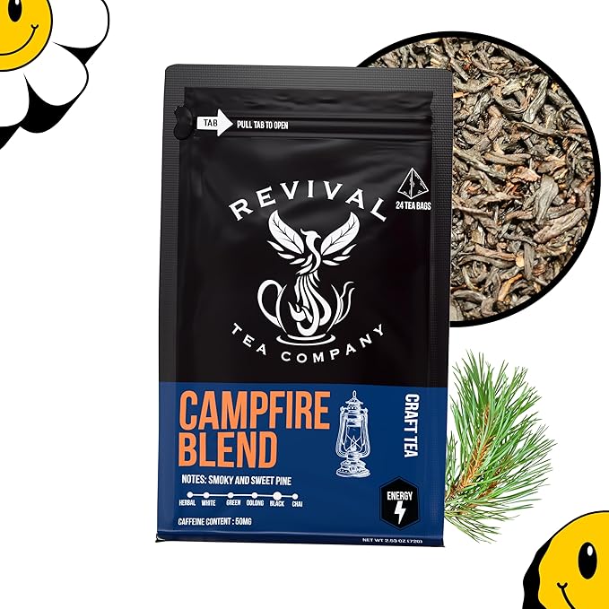 Revival Tea Company Campfire Blend - Lapsang Souchong Black Tea Blend - 24 Tea Bags