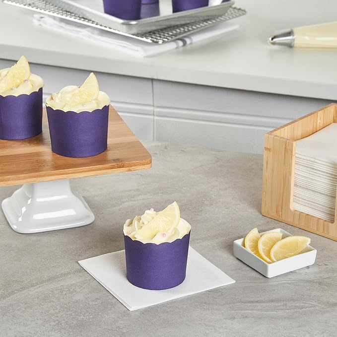Panificio 6 Ounce Cupcake Wrappers, 200 Scalloped Baking Cups - Oven-Ready, Greaseproof, Purple Paper Cupcake Liners, Disposable, For Birthdays, Baby Showers, Or Weddings - Restaurantware
