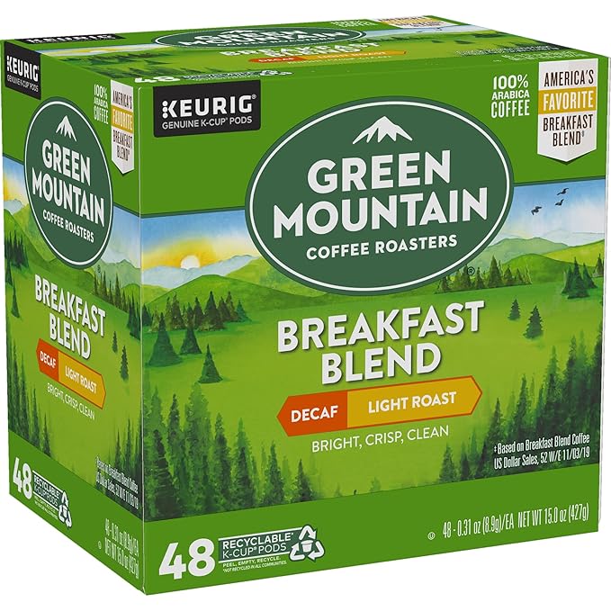 Green Mountain Coffee Roasters Decaf Breakfast Blend, K-Cup Portion Pack for Keurig K-Cup Brewers (Pack of 48)