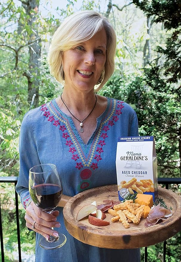 Mama Geraldine's - Aged Cheddar Cheese Straws - 4.5 Ounce, 1 Pack - Crisps, Chips, Gourmet Baked Snacks, Bite Sized Cheese Straw Snacks for Appetizer
