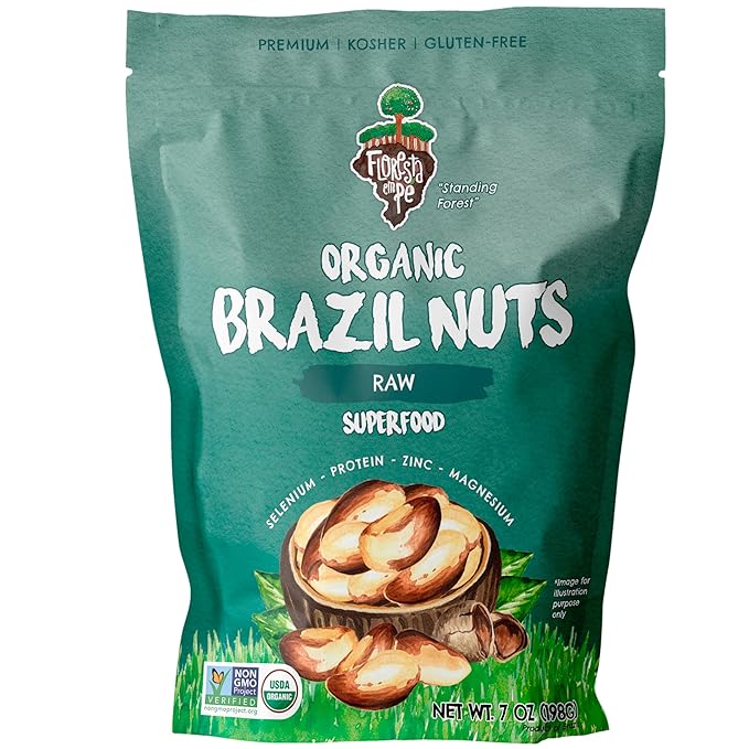 Snack The True Organic Brazil Nuts 7 oz – Raw and Unsalted – Kosher – Healthy-Rich in Vegetable Protein – Harvested in Amazon Rainforest – Fresh, Vegan and Gluten Free – Forest Up