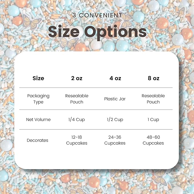 Sprinkle Pop Monarch Butterfly Sprinkle Mix| Blue Orange Sprinkles with ~10 Butterfly Wafer Paper and Gold Dragees| Decorating Sprinkles Made In USA for Mother?셲 Day Cupcakes Cakes Cookies Donuts, 2oz