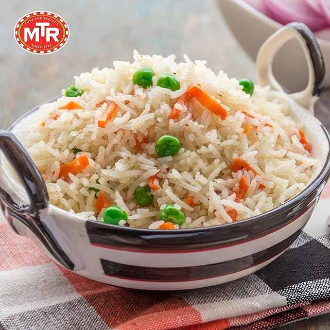 MTR Ready-To-Eat: Vegetable Pulao - Microwavable Rice Packs for Instant Meals - Delicious & Nutritious Rice Ready in Minutes - Suitable for Vegetarians with Natural Ingredients - (Pack of 6)