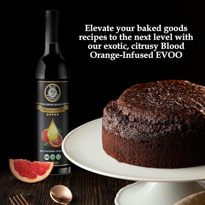 M.G. PAPPAS High Polyphenol Rich Blood Orange-Infused Olive Oil Extra Virgin - Over 500mg/kg - Cold Pressed & Unfiltered - High Hydroxytyrosol Greek Olive Oil Award Winning - 12.7 Oz
