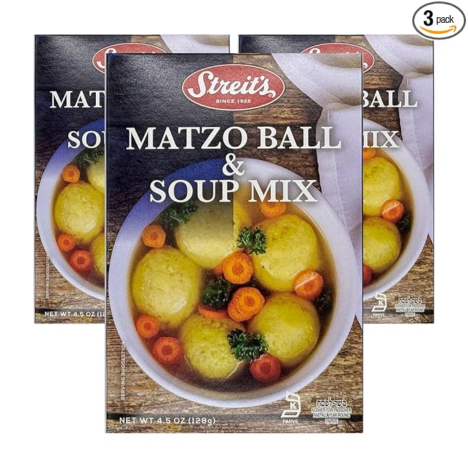 Streit's Matzo Ball & Soup Mix - Kosher Certified, Suitable for Passover, No MSG Added, Just Add Eggs & Oil, Vegan-Friendly, Family Owned (4.5oz, Pack of 3)