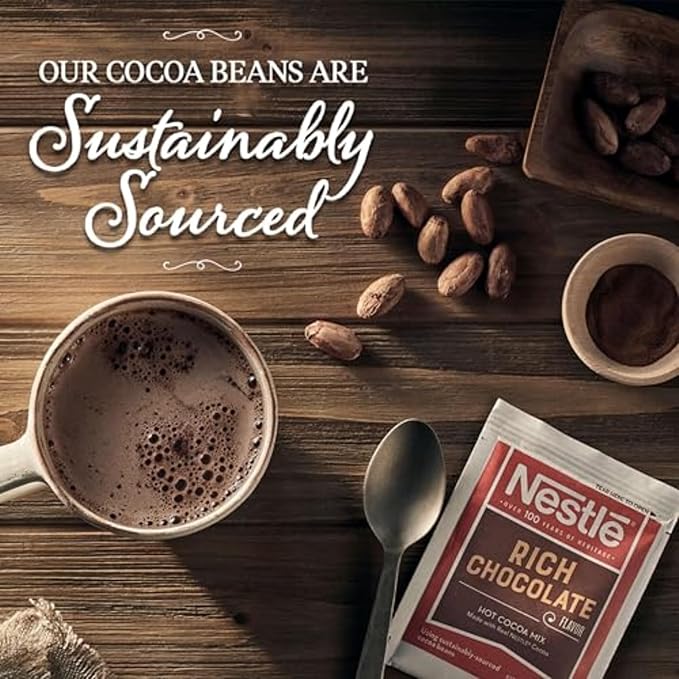 Nestle Hot Chocolate Packets, Hot Cocoa Mix, Rich Chocolate Flavor, Made with Real Cocoa, 0.71 oz, Bulk Pack (50 Count)