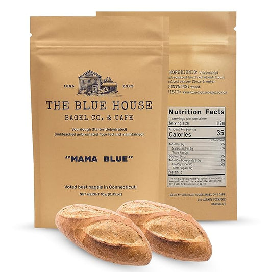 Dehydrated Sourdough Starter ??Mama Blue Artisan Sourdough Bread with 137+ Years Italian Heritage | Non-GMO Sourdough Starter Option | Live Culture | Beginner Friendly | Perfect for Bread, Bagels & Pizza Dough | 10g