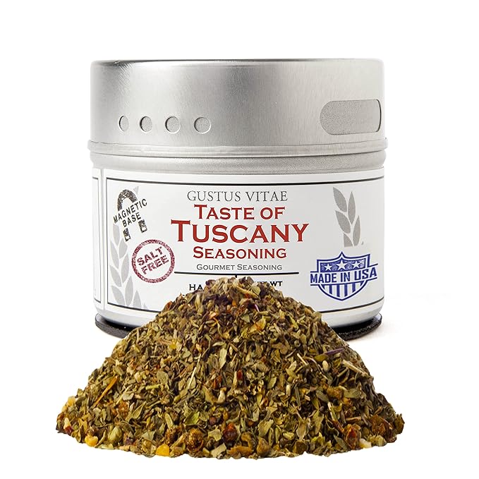 Taste of Tuscany Seasoning | Salt Free| Gourmet Spice Blend | Non GMO, All Natural | Artisanal Seasoning Mix | Handmade in Small Batches in USA | Magnetic Tin | GLP-1 Friendly | Gustus Vitae | #71