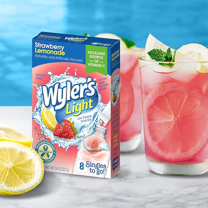 Singles T棘 Go Powder Packets, W逵ter Drink Mix, Strawberry Lemonade, 96 Singl筠 Servings (Pack of 12) Strawberry Lemonade
