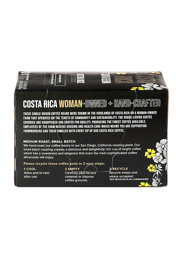 Better Buzz Costa Rica Medium Roast Coffee Pods 12ct., California Solar Energy Produced Recyclable Coffee Pods, Small Batch Roasted Single Origin Coffee, K-Cup Compatible, Life's Better Buzzed