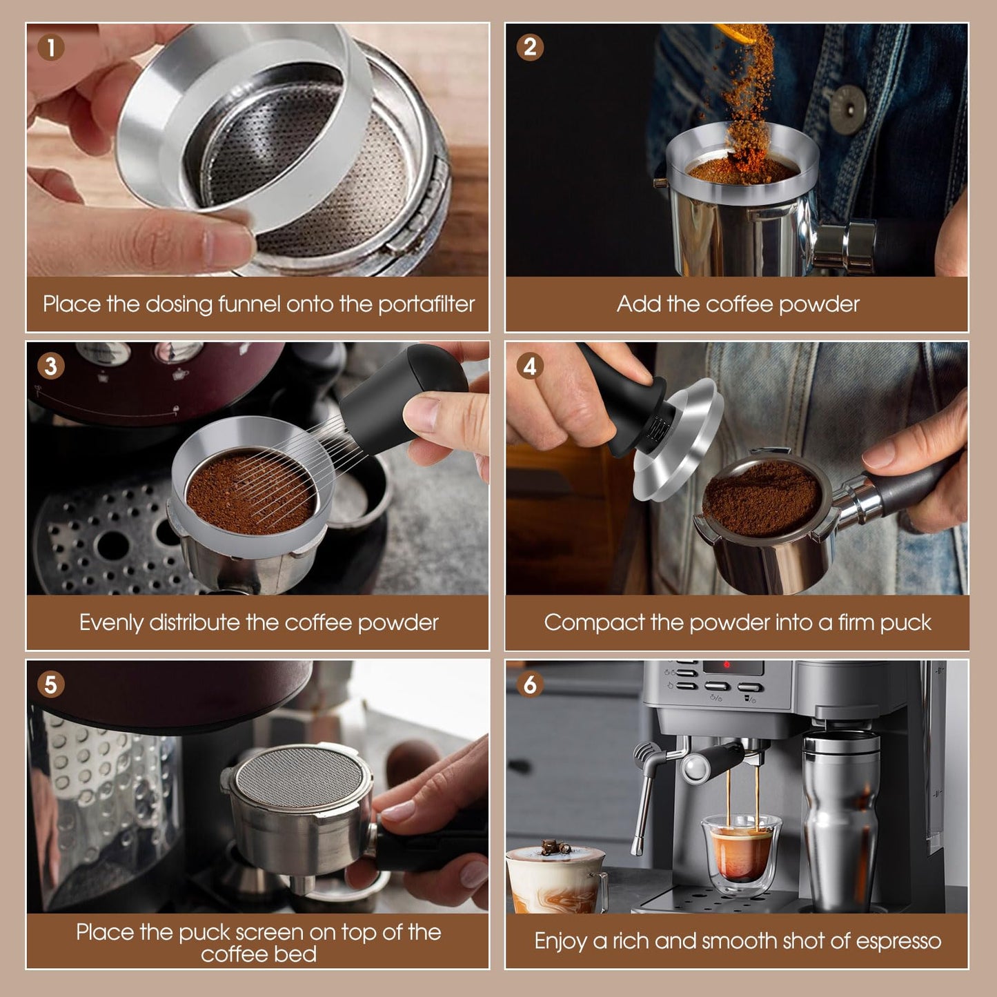 Reoszeank 51mm Espresso Accessories Kit, Tamper, WDT, Dosing Funnel