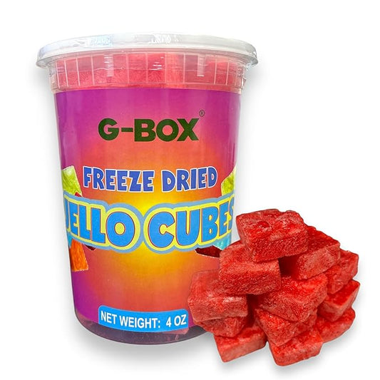 G-Box Freeze-Dried Strawberry Jello Cubes - 4 oz | USA-Made Freeze Dried Strawberries | Freeze-Dried Candy| Trending TikTok Snack, perfect for TikTok Trend Items Enthusiasts(Strawberry, Large)