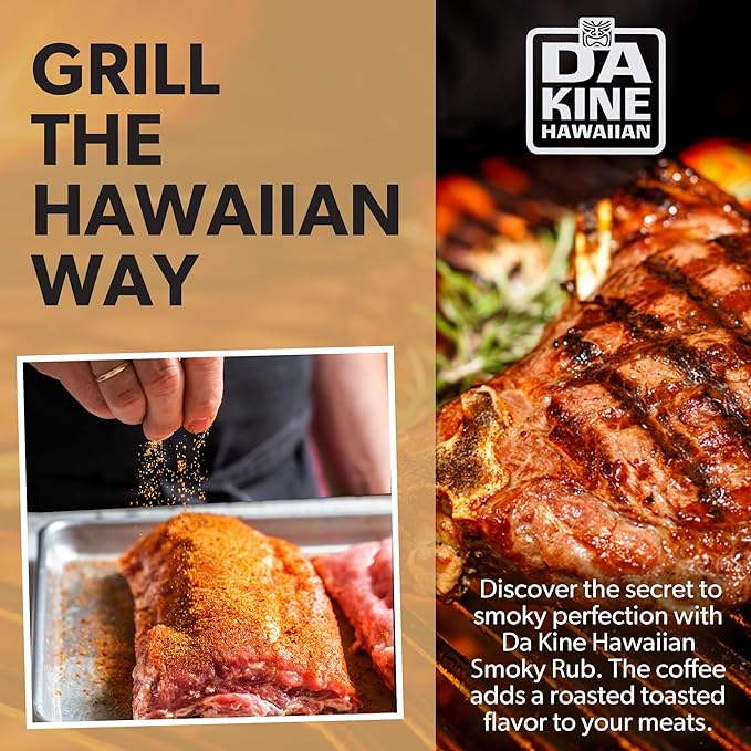 Da Kine Hawaiian Premium BBQ Dry Rub Seasoning - Authentic BBQ Seasoning Blend, Perfect Gourmet Rub Spices for Smoking, Grilling & Cooking - Gluten-Free, Low Sodium, No MSG - Smoky Flavor (4 oz - 3 Pack)