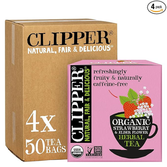 Clipper Tea Strawberry & Elderflower Herbal Tea ??Caffeine Free, USDA Organic, Great Hot or Iced ??Refreshingly Fruity, Natural, Fair & Delicious ??200 Tea Bags