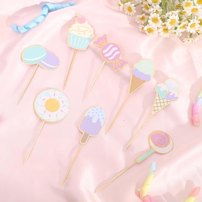 Sweet Dessert Cupcake Toppers - Sweet One Cake Toppers, Donut Ice Cream Candy Birthday Party Decorations, Sweet Dessert Cake Decorations, Sweet One Cake Smash Photo Props竊?Pcs竊?,<div>