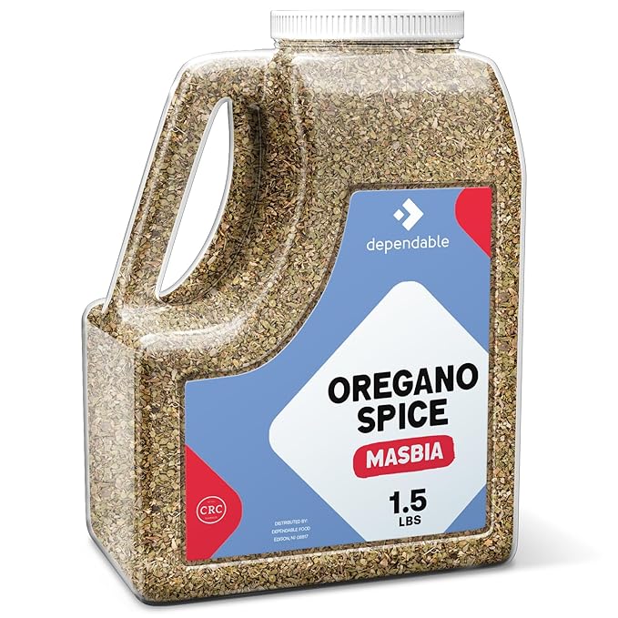 Dependable Food Oregano Seasoning - 1.5 Lb. Jar - Bulk, Kosher, 100% Natural Oregano Leaves for Chefs, Restaurants - Great for, Pizza, Pasta Sauces, Grilled Meats & More - Non-GMO Dried Oregano Leaves Spice - Allergen-Free