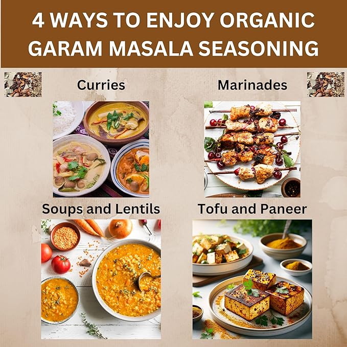 SPICY ORGANIC Garam Masala 8oz - Indian Spice Blend with Cardamom, Cinnamon & Cloves - All Natural, Non-GMO, Kosher, Vegan - Perfect Organic Seasoning for Biryani, Chaat, Tandoori Chicken Tikka