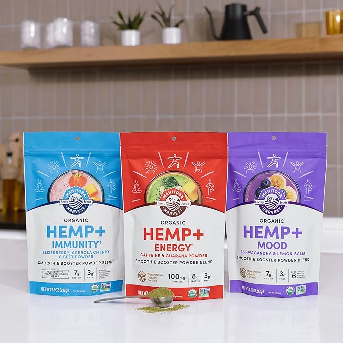 Manitoba Harvest Organic Hemp+ Mood, Ashwagandha & Lemon Balm, Smoothie Booster Powder Blend, 7.5 oz