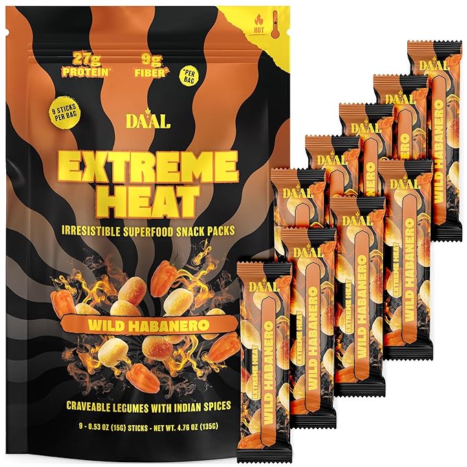 Daal By Keen Crunchy Mung Bean Snacks ??Wild Habanero - Plant-Based Protein, High Fiber, Gluten Free & Nut-Free ??Mix into Salads or Enjoy as an On-the-Go Snack - 1 Resealable Pack, 4.76 oz