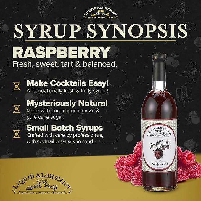 Liquid Alchemist Raspberry Syrup for Drinks - Real Ingredients Make our Raspberry Puree for Drinks the Perfect Drink Mixer - Our Cocktail Syrup is Non-GMO & Vegan (25.4 oz)