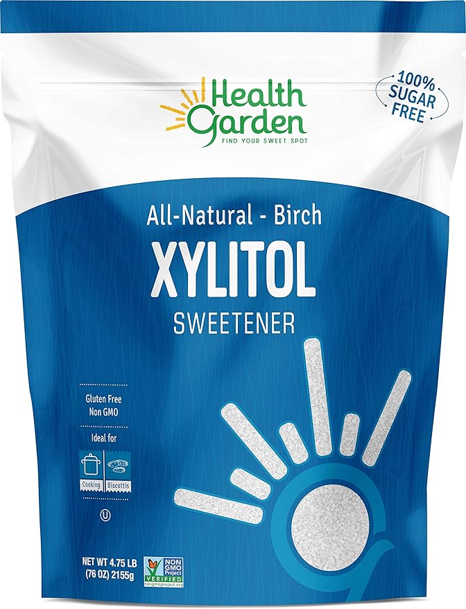 Health Garden Birch Xylitol Sweetener - 4.75 LB Resealable Bag - Pure Birch Xylitol - Non GMO, Kosher, and Made in the U.S.A. - Ideal Powdered Sugar Substitute - Non-GMO Sugar Alternative