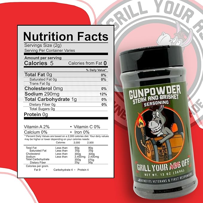 GYAO Gunpowder Seasoning – 13oz BBQ Seasoning with Activated Charcoal for Brisket, Ribs & Chicken – MSG & Gluten-Free – USA Made & Veteran-Owned