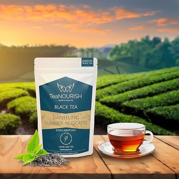 TeaNOURISH Darjeeling Summer Muscatel Black Tea | Second Flush Loose Leaves | Full Bodied, Musky with Floral Notes | Freshly Sourced Direct From Origin - 3.53oz/100g