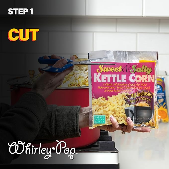 All in One Popcorn Packs - Wabash Valley Farms Sweet & Salty Kettle Corn, Popcorn Kernels for Popcorn Machine, 6 Popcorn Kits