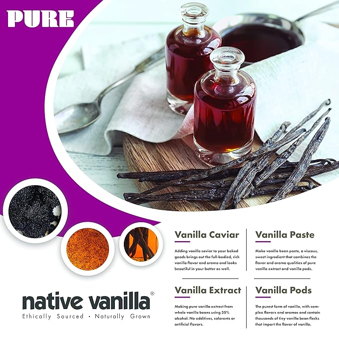 30 Tahitian Vanilla Beans - Premium Grade B Whole Vanilla Pods - For Vanilla Extract, Cooking, Baking, & Desserts - Rich, Creamy Flavor - 100% Vegan & Kosher - Non-GMO & Gluten-Free - Native Vanilla