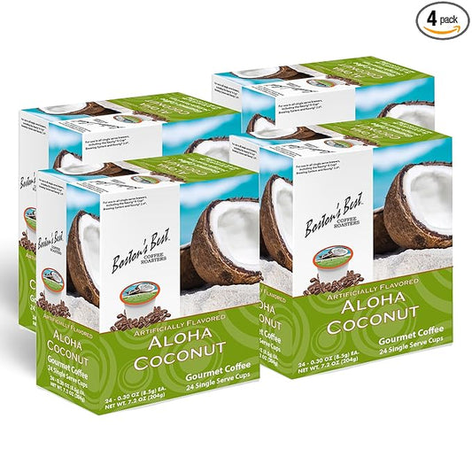 Boston’s Best - Aloha Coconut Flavored Delicious Gourmet Coffee Compatible with Keurig Coffee Maker, 24 Count (Pack of 4)