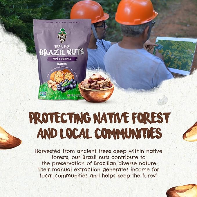 Snack Açaí Trail Mix 7 oz – The True Organic Brazil Nuts Roasted + Açaí Fruit Nibs + Cupuaçu Fruit Nibs – Nutrient-Rich and Practical Combo – Fresh, Vegan and Gluten Free – Forest Up