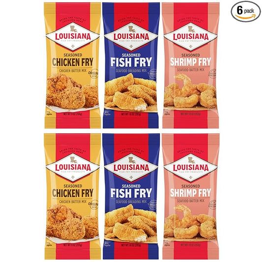 Louisiana Fish Fry Products Seasoned Fry Variety Mix - 2 of Each Flavor - Pack of 6 - Southern Flavor for Any Dish