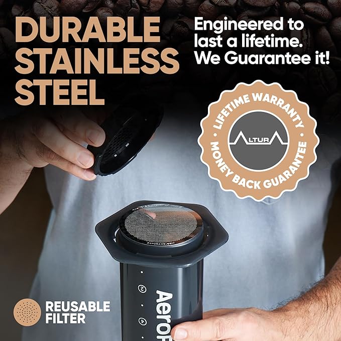 ALTURA The DISC XL Stainless Steel Filter for AeroPress Coffee Makers ??Reusable Metal Filter Replacement for Rich Flavor, Travel, and Eco-Friendly Brewing