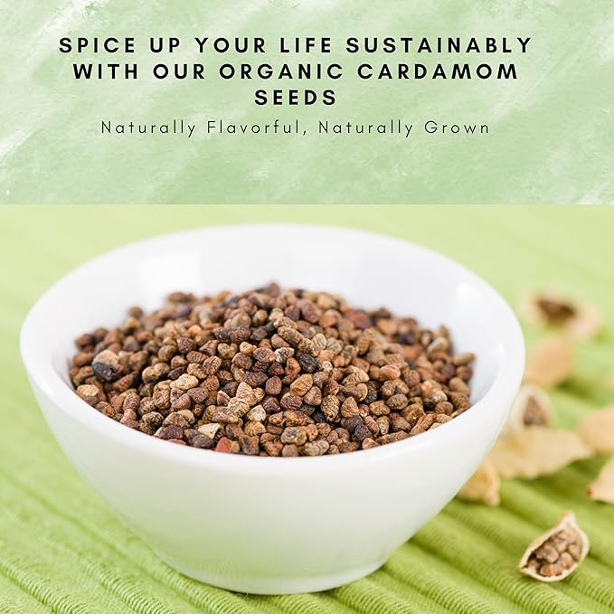 SPICY ORGANIC Decorticated Organic Cardamom Seeds 16 oz. – 100% USDA Organic - Perfect for enhancing the taste of a variety of dishes such as baked goods, beverages, curry blends, and meat dishes