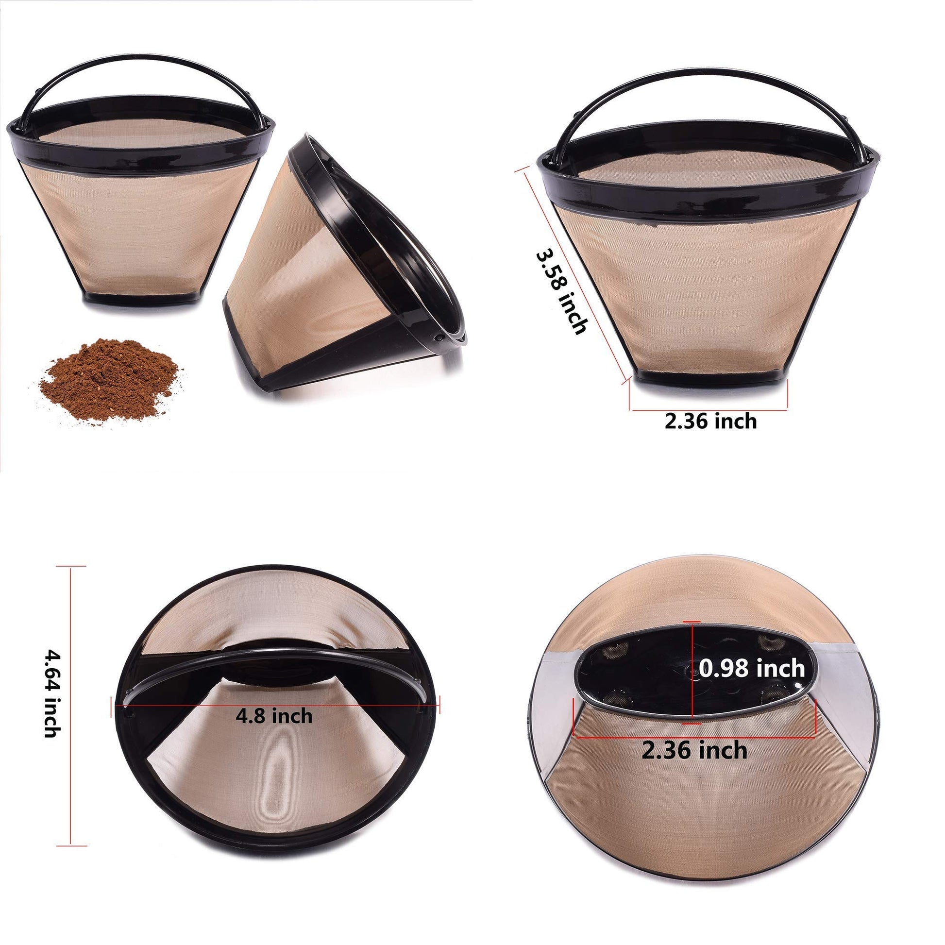 Reusable No.4 Cone Coffee Maker Filters for Ninja Coffee Bar Brewer Replacement Permanent Basket
