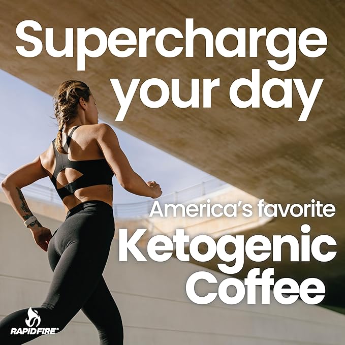 Rapidfire Keto Coffee Instant Coffee Mix, Caramel Macchiato Flavor, 7.93 Ounce (255g), 15 Servings