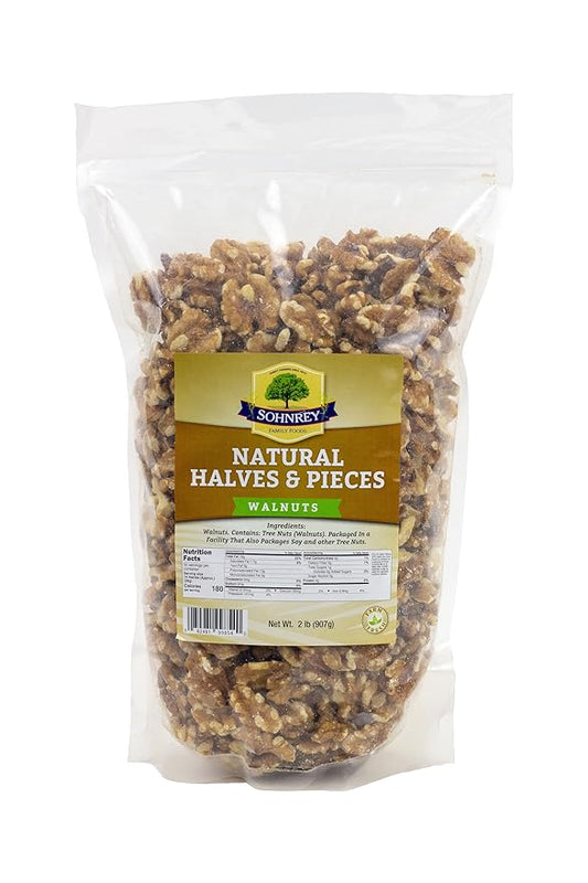 Raw Natural California Walnuts Halves and Pieces 2 lb