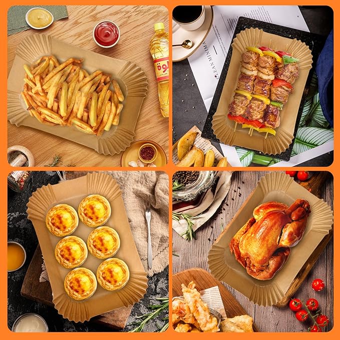 200PCS Air Fryer Liners for Ninja: Higher Non-Stick Disposable Parchment Paper Liner for Ninja DZ201/DZ401 Dual Airfryer Baking - Food Grade Ninja Air fryer Accessories (Rectangle - 8.6 x 5.5 inch)