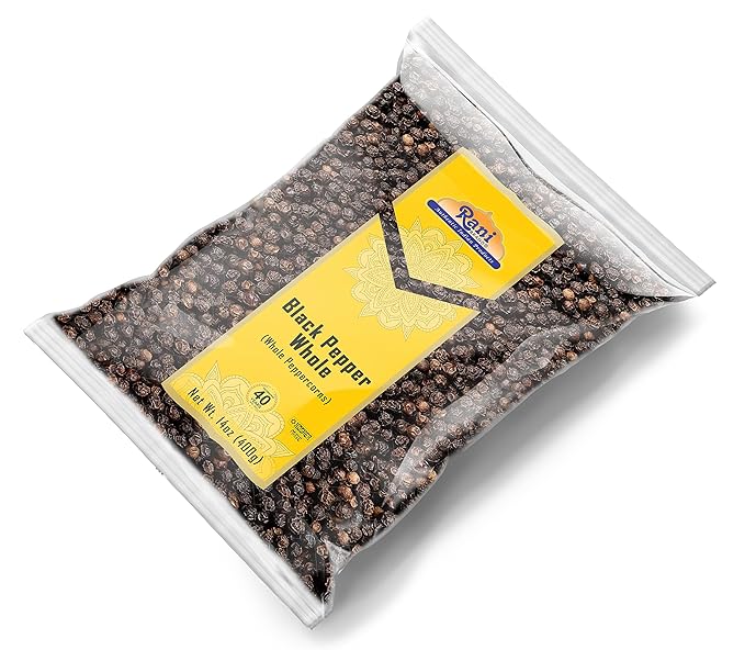 Rani Black Pepper Whole (Peppercorns), Premium MG-1 Grade 14oz (400g) ~ All Natural | Gluten Friendly | Non-GMO | Kosher | Product of Vietnam | Perfect size for Grinders!