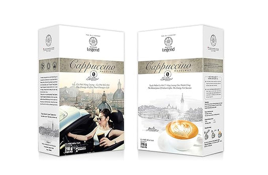 TRUNG NGUYEN LEGEND Cappuccino Hazelnut Instant Coffee Single Served Stick for Energy Boost (8oz - Box of 12 Sticks)